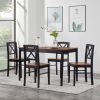 Eco-Friendly Solid Wood Dining Set - Sustainable Home & Restaurant Furniture with Black Metal Accents, Dark Brown