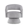 Modern Luxurious Swivel Accent Chair Gray Soft Corduroy Upholstery Plush Seating Solid Wood Stylish Home Furniture 1pc
