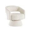Modern Luxurious Swivel Accent Chair Beige Soft Corduroy Plush Seating Solid Wood Stylish Home Furniture 1pc