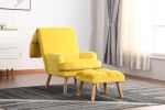 Accent Click Clack Chair with Ottoman Yellow Fabric Upholstered