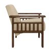 Light Brown Fabric Upholstered 1pc Accent Chair Walnut Finish Wood Durable Modern Home Furniture Padded Seat and Back