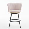 Beige Swivel Bar Stools - High-Back, Adjustable,