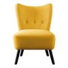 Unique Style Accent Chair Yellow Velvet Covering