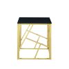 20 Inch Modern Glass End Table with Geometric Metal Frame, Accent Table Nightstand Furniture Corner Table for Living Room,Home Office,Bedroom - Gold