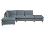 Living Room Furniture Armless Chair Steel Color Dorris Fabric 1pc Cushion Armless Chair Wooden Deco