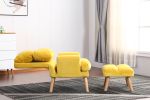 Accent Click Clack Chair with Ottoman Yellow Fabric Upholstered
