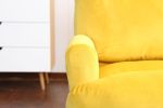 Accent Click Clack Chair with Ottoman Yellow Fabric Upholstered