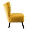 Unique Style Accent Chair Yellow Velvet Covering