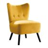 Unique Style Accent Chair Yellow Velvet Covering