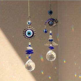 1pc Crystal Sun Catchers, Blue Butterfly Evil Eye (Style: Round + Eyes)