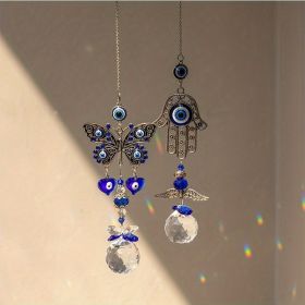 1pc Crystal Sun Catchers, Blue Butterfly Evil Eye (Style: Butterfly + Palm)