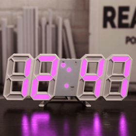 1pc 3D LED Digital Clock; (Color: Purple)