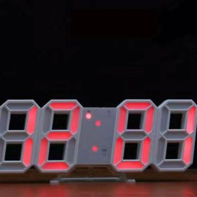 1pc 3D LED Digital Clock; (Color: Red)