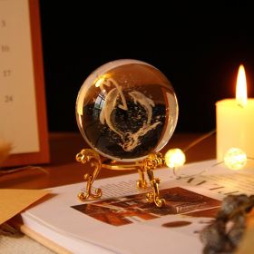 1pc Crystal Ball Art Decoration (Color: Dolphin, size: Gold)