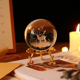 1pc Crystal Ball Art Decoration (Color: Deer, size: Gold)