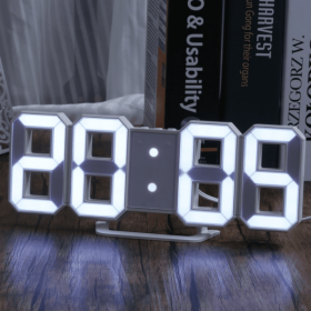1pc 3D LED Digital Clock; (Color: White)