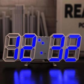 1pc 3D LED Digital Clock; (Color: Whiteblue)