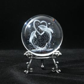 1pc Crystal Ball Art Decoration (Color: Dolphin, size: Silver)