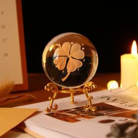 1pc Crystal Ball Art Decoration (Color: Four-leaf Clover, size: Gold)