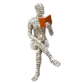 Scandinavian Modern Style; Resin Statue Of Woman Reading; (Color: B)