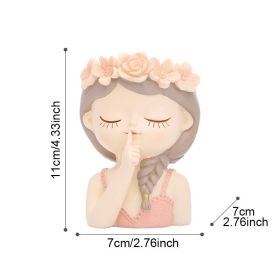 1pc Girls Plant Pots; Desktop Creative Cute Plant; (Style: Quiet)