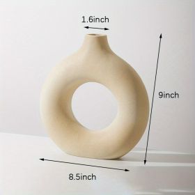 1pc; White Ceramic Vase White Vases For Decor; (Color: Cream Color, size: XL)