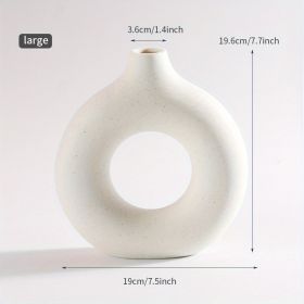 1pc; White Ceramic Vase White Vases For Decor; (Color: Beige, size: large)