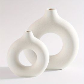 1pc; White Ceramic Vase White Vases For Decor; (Color: Beige, size: Small + Large Vase)
