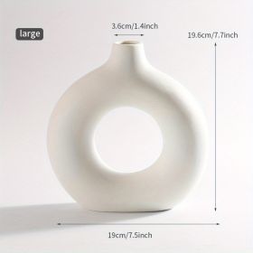 1pc; White Ceramic Vase White Vases For Decor; (Color: Ivory White, size: large)