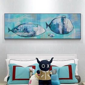 Hand Painted Oil Painting Modern Abstract Fish Family Living Room Hallway Bedroom Luxurious Decorative Painting (Style: 1, size: 40x80cm)