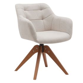 Suede Black Modern Swivel Office Accent Arm Chair with Oak Wood Legs for Small Space(Set of 2) (Color: Beige)