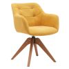 Suede Black Modern Swivel Office Accent Arm Chair with Oak Wood Legs for Small Space(Set of 2)