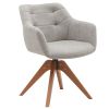 Suede Black Modern Swivel Office Accent Arm Chair with Oak Wood Legs for Small Space(Set of 2)