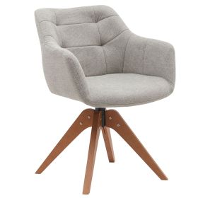 Suede Black Modern Swivel Office Accent Arm Chair with Oak Wood Legs for Small Space(Set of 2) (Color: Gray)