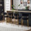 Black 2 Set Modern Teddy Fabric Upholstered Bar Stools