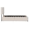 Upholstered Platform Bed with Classic Headboard and 4 Drawers;