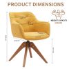 Suede Black Modern Swivel Office Accent Arm Chair with Oak Wood Legs for Small Space(Set of 2)