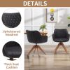 Suede Black Modern Swivel Office Accent Arm Chair with Oak Wood Legs for Small Space(Set of 2)