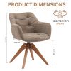Suede Black Modern Swivel Office Accent Arm Chair with Oak Wood Legs for Small Space(Set of 2)