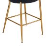 Black 2 Set Modern Teddy Fabric Upholstered Bar Stools