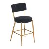 Black 2 Set Modern Teddy Fabric Upholstered Bar Stools