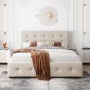 Upholstered Platform Bed with Classic Headboard and 4 Drawers;
