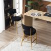 Black 2 Set Modern Teddy Fabric Upholstered Bar Stools