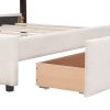 Upholstered Platform Bed with Classic Headboard and 4 Drawers;