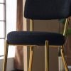 Black 2 Set Modern Teddy Fabric Upholstered Bar Stools