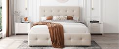 Upholstered Platform Bed with Classic Headboard and 4 Drawers;