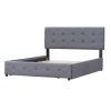 Upholstered Platform Bed with Classic Headboard and 4 Drawers;