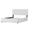 Upholstered Platform Bed with Classic Headboard and 4 Drawers;