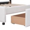 Upholstered Platform Bed with Classic Headboard and 4 Drawers;