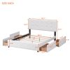 Upholstered Platform Bed with Classic Headboard and 4 Drawers;